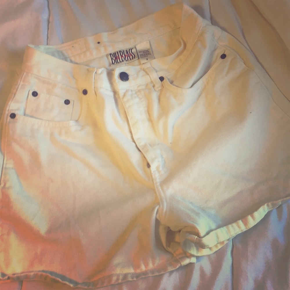 High waisted white vintage jean shorts